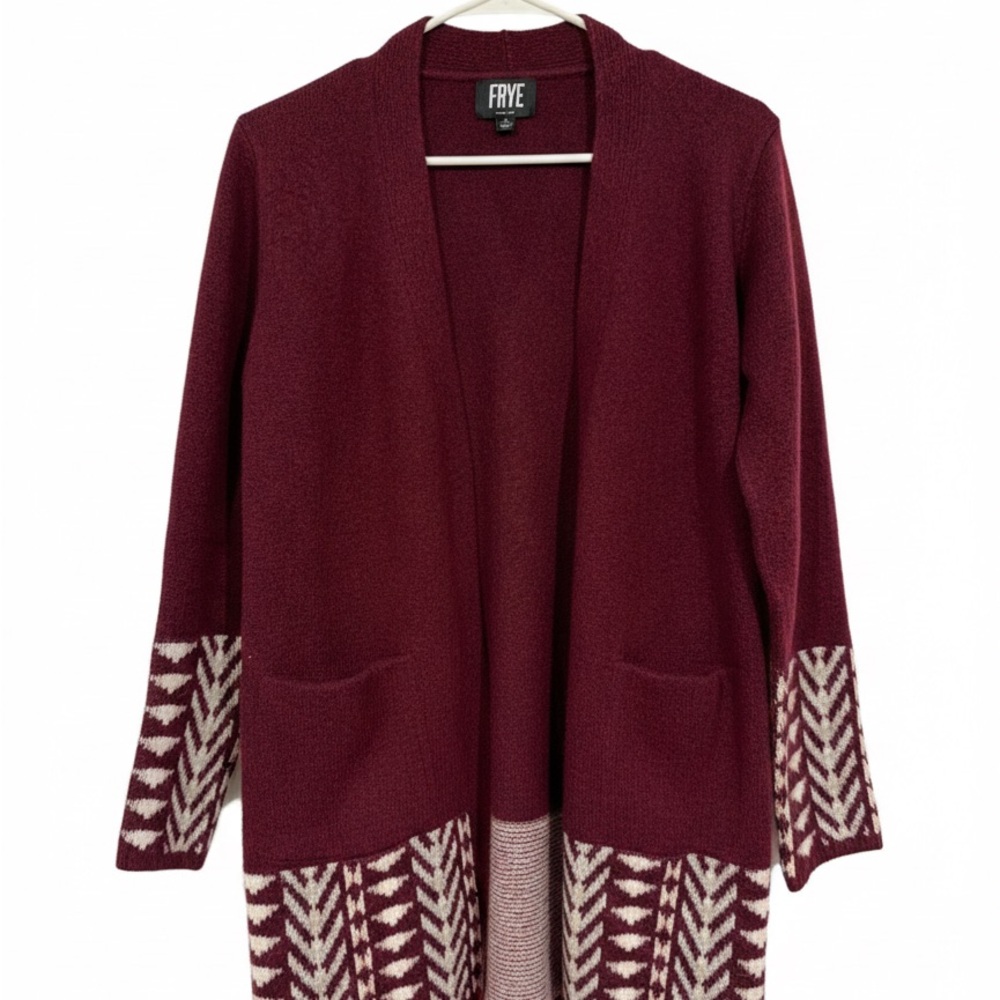 FRYE Geometric Print Open Front Cardigan